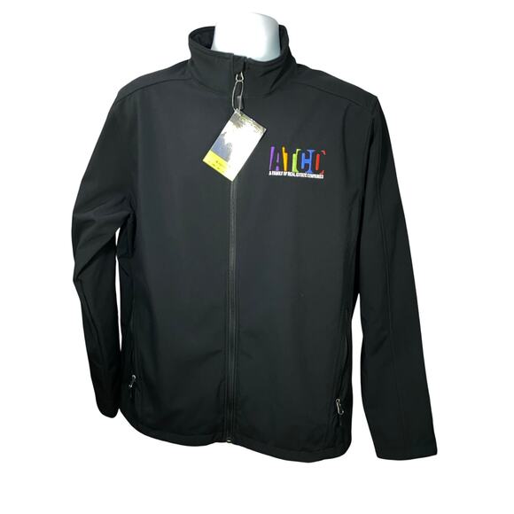 Crossland Black Soft Shell Jacket Men’s Large ATCO Real Estate Gear Full Zip NEW - Picture 1 of 8